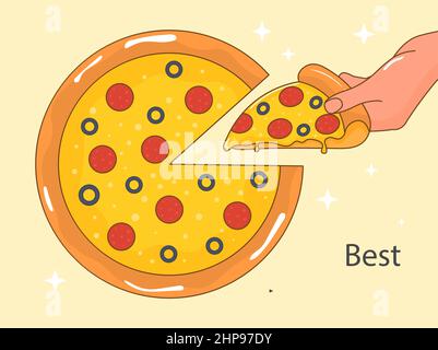 Hand with pizza Stock Vector