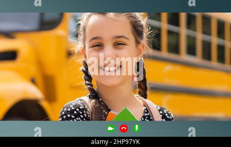 Childen having online school distance learning today Stock Photo