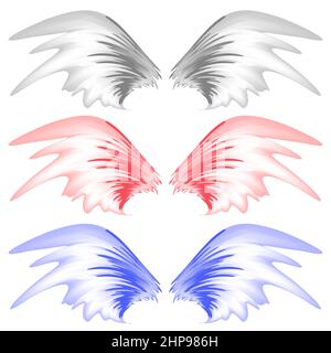 Angel or Phoenix Wings on White Background. Winged Logo Design. Part of Eagle Bird. Design Elements for Emblem, Sign, Brand Mark. Stock Vector