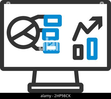 Monitor With Analytics Diagram Icon Stock Vector