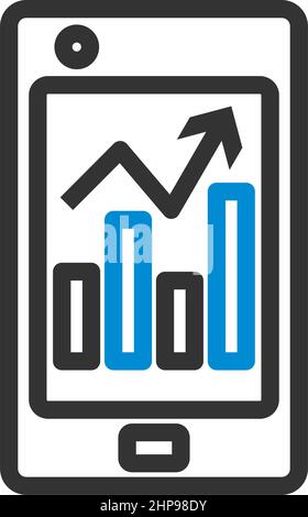 Smartphone With Analytics Diagram Icon Stock Vector