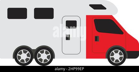 Icon Of Camping Family Caravan Car Stock Vector