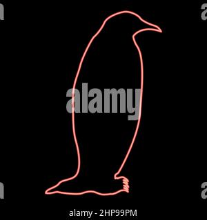 Neon penguin red color vector illustration image flat style Stock Vector