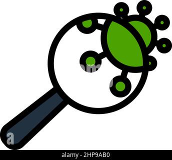 Magnifier Over Coronavirus Molecule Icon Stock Vector