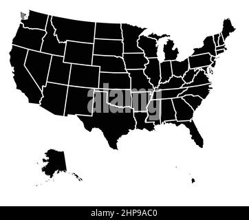 United States of America State Borders Stock Vector