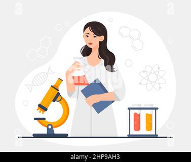 Scientist woman in lab coat Stock Vector