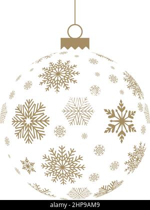 Christmas ornate vector bauble with snowflake symbols in Gold. Stock Vector
