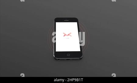Smartphone 3d rendering with dialog icons. Spinning beautiful modern smartphone on grey background Stock Photo