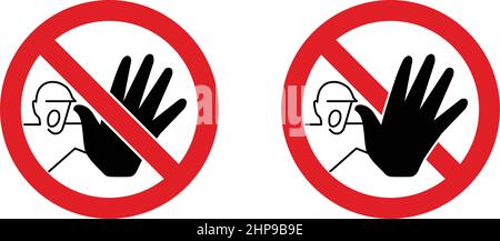 Free Vector  Red forbidden sign with hand do not touch safety risk danger  security attention vector illustration