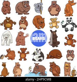 cartoon bears animal characters big set Stock Vector