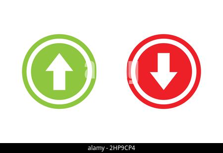 Arrow up on green circle and arrow down on red circle icon vector  for graphic design, logo, website, social media, mobile app, UI illustration Stock Vector