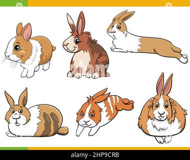 cartoon miniature rabbits animal characters set Stock Vector