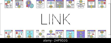 Link Building And Optimization Icons Set Vector . Stock Vector