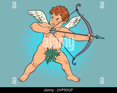 Baby angel Cupid with a bow and arrow, a mythical character of love Stock Vector