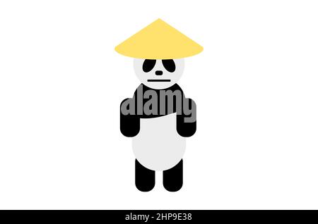 Panda wearing a bamboo hat vector illustration Stock Vector