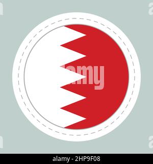Sticker ball with flag of Bahrain. Round sphere, template icon. National symbol. Glossy realistic ball, 3D abstract vector illustration. Big bubble Stock Vector
