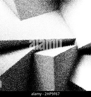 Abstract background with overlapping dotwork cubes with hatched graphics style Stock Vector