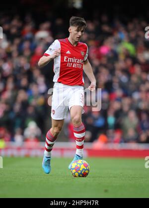 London, UK. 19th Feb, 2022. Kieran Tierney (A) at the Arsenal v Brentford EPL match, at the Emirates Stadium, London, UK on February 19, 2022. Credit: Paul Marriott/Alamy Live News Stock Photo