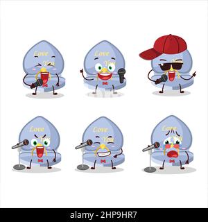 A Cute Cartoon design concept of blue love ring box singing a famous song. Vector illustration Stock Vector