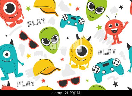 Seamless pattern for boys Stock Vector
