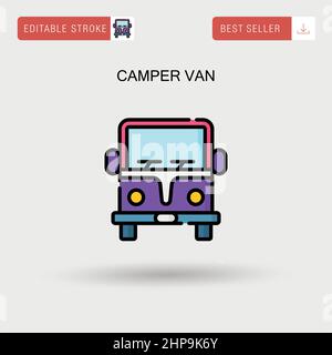 Camper van Simple vector icon. Stock Vector