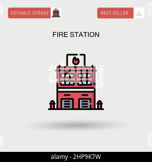 Fire station Simple vector icon. Stock Vector