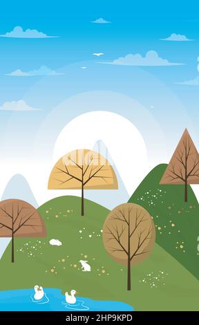 rural landscape with nature Stock Vector Image & Art - Alamy