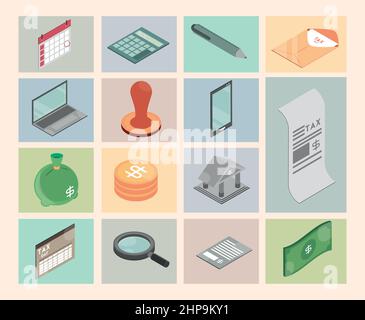 isometric tax day Stock Vector