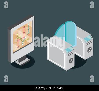 subway security turnstile icons Stock Vector