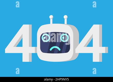 Head of Sad Robot, 404 Not Found Page. Stock Vector