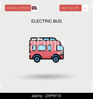 Modern Bus And Plug. Electric Eco-friendly Public Transportation 