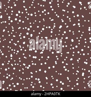 Abstract hand drown polka dots background. Brown dotted seamless pattern with white circles. Template design for invitation, poster, card, flyer Stock Vector