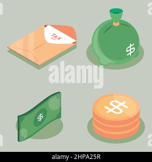 isometric tax day icons Stock Vector
