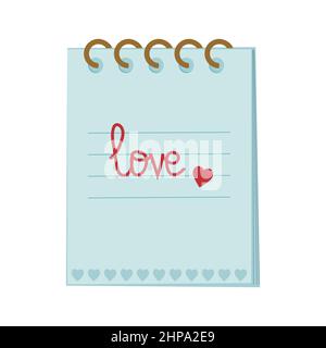 Notepad, Wedding and Valentine's Day Concept. Vector cartoon isolated illustration Stock Vector