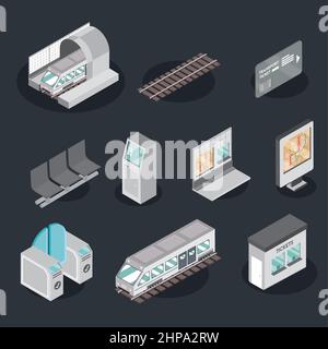 subway train icons collection Stock Vector