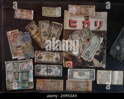 San Fernando City, Pampanga, Philippines. 19th Feb, 2022. The museum displays historical items that is over a century old. Here it displays the different designs of paper bills from different timeline in the Philippine history almost dating back to early era of 1900s.The San Fernando Train Station is a historical landmark. The train station was inaugurated on 23 February 1892 which now rebuilt as museum. (Credit Image: © George Buid/ZUMA Press Wire) Stock Photo