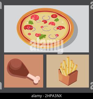 set fast food Stock Vector