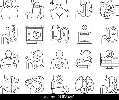 Bariatric Surgery Collection Icons Set Vector . Stock Vector