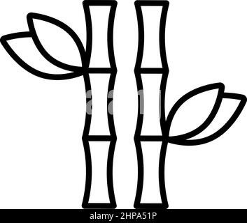 Bamboo stem with leaves line icon, vector illustration Stock Vector