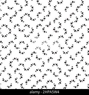 Seamless pattern with cute panda on white background. Funny asian animals. Card, postcards for kids. Flat vector illustration for fabric, textile Stock Vector