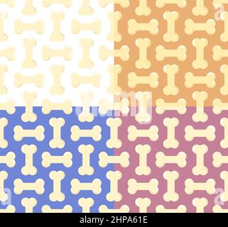 set of seamless patterns with cartoon Bones for dog. Pet food and treats. Ornament for decoration and printing on fabric. Design element. Vector Stock Vector