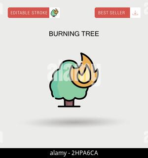 Burning tree Simple vector icon. Stock Vector