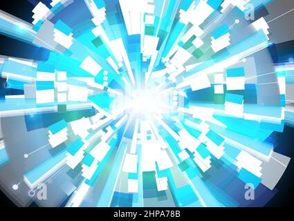 Glowing technology speed. Communication data link. Connection system of media. Glitch movement. Abstract digital background. Sci-fi innovation. infogr Stock Vector