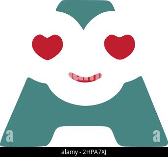 Letter A in love is a cute smiley in doodle style Stock Vector