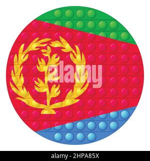 Glass light ball with flag of Eritrea. Round sphere, template icon. Eritrean national symbol. Glossy realistic ball, 3D vector illustration. Trendy Stock Vector