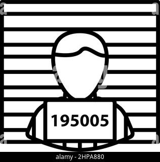 Prisoner In Front Of Wall With Scale Icon. Bold outline design with editable stroke width. Vector Illustration. Stock Vector