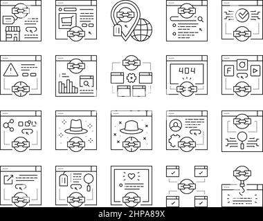 Link Building And Optimization Icons Set Vector . Stock Vector