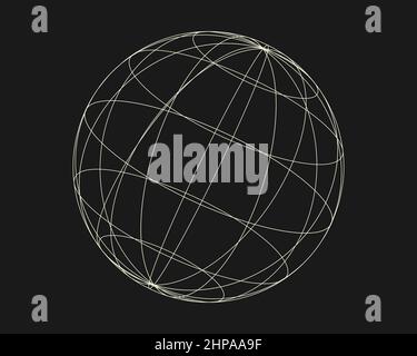 Cyber distorted shape, retro punk design element. Wireframe wave geometry shape on black background. Vector illustration Stock Vector