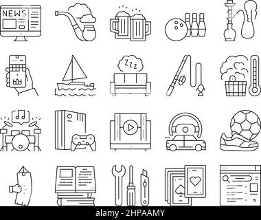 Mens Leisure Time Collection Icons Set Vector . Stock Vector