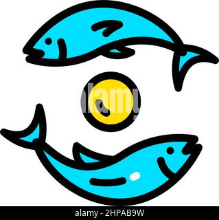Fish oil icon. Line style cod liver oil sign. Fat oil drop with fish silhouette logo. Stock Vector